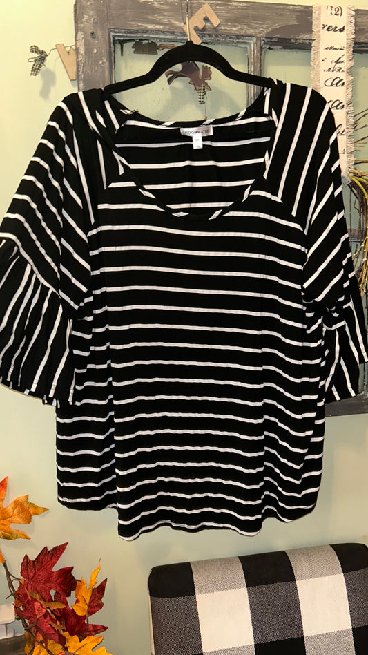 Women’s size 2x top fits like a 1x-2x with stretch