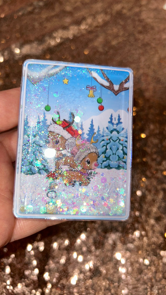 Christmas Hard case snow globe Mirror