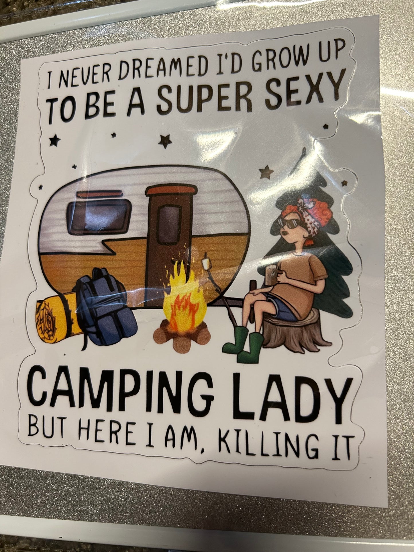 Humor Decal great for vehicle pulling camper or Camper