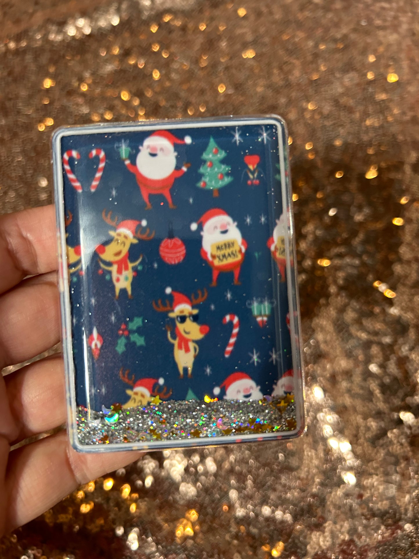 Christmas Hard case snow globe Mirror