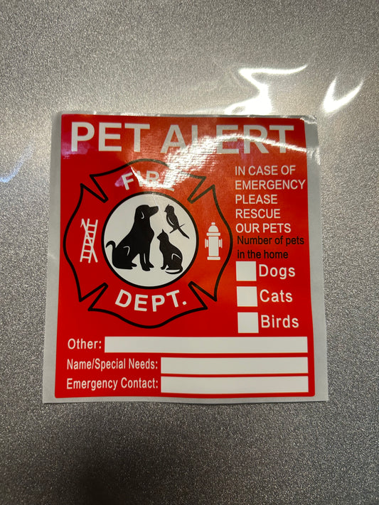 Emergency decal for window or building for Your Pet to Save life’s
