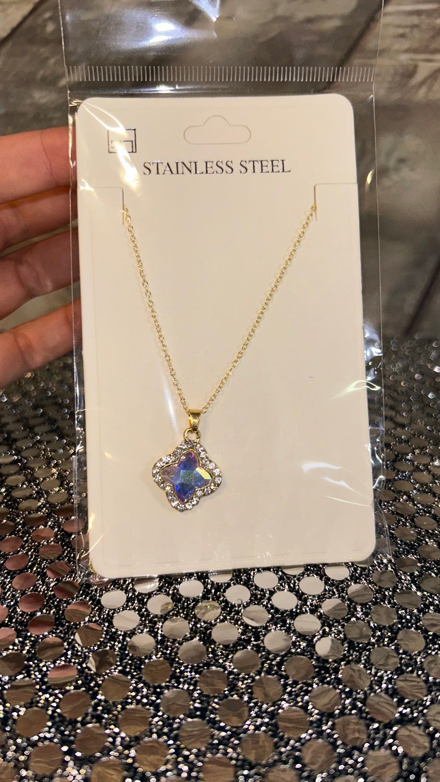 Stainless steel AB Stone Necklace